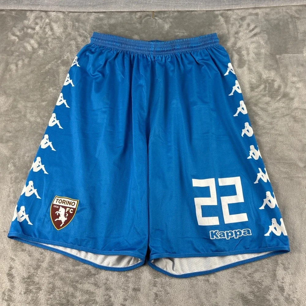 Kappa Shorts Mens XXL Torino FC Kombat Blue Logo Tape Soccer Serie A EUC